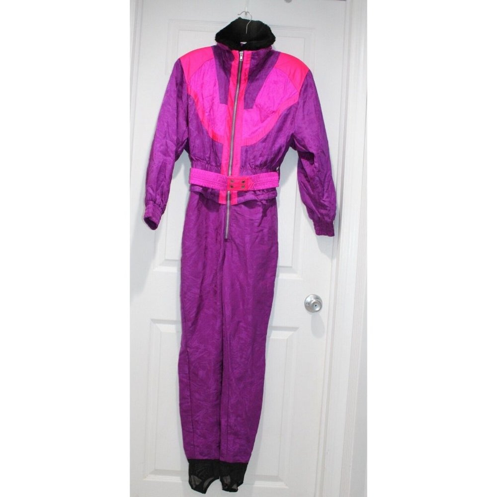 Obermeyer Ski Suit One Piece Snowsuit Snow Bib Apres retro Vintage Women Size 10